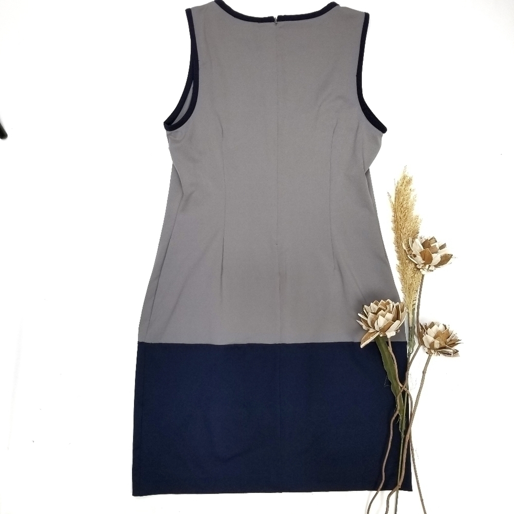 Cynthia Rowley Anthropologie Grey Blue Color Block Dress L - Picture 4 of 8